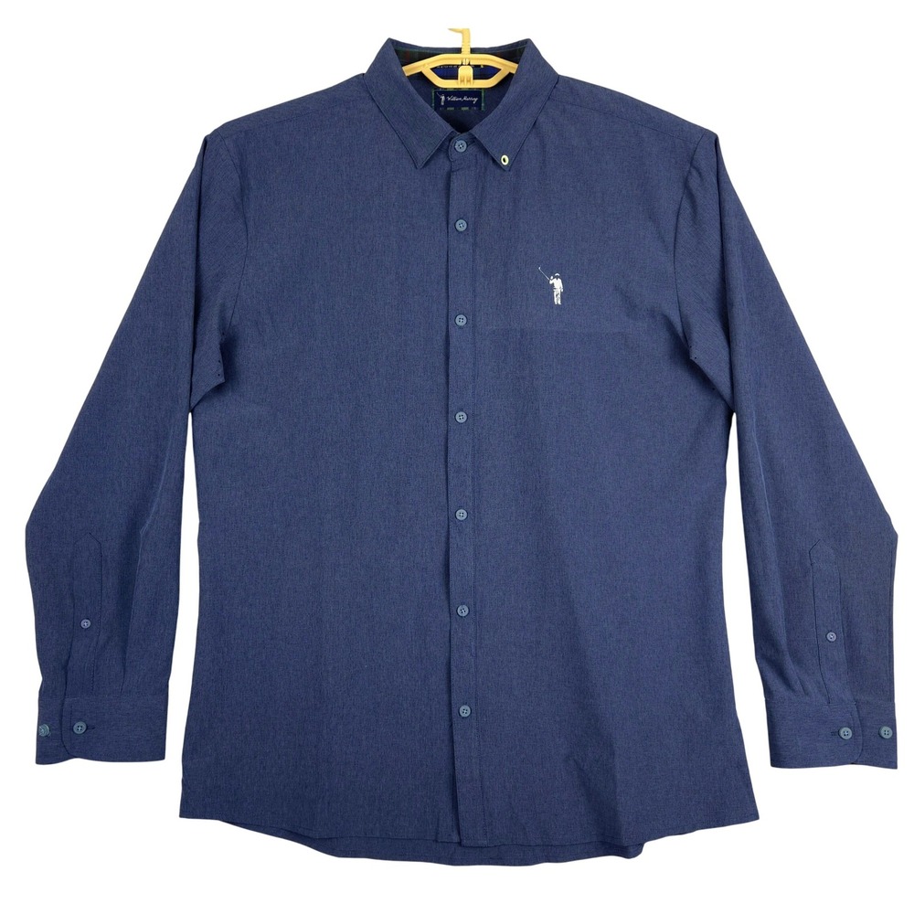 William Murray Mens Navy Blue Button Down Vented Shirt Golf Logo Size Large